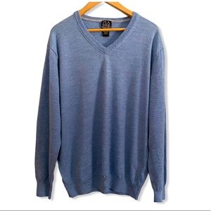 JOS. A. BANK Blue Merino Wool V-Neck Sweater